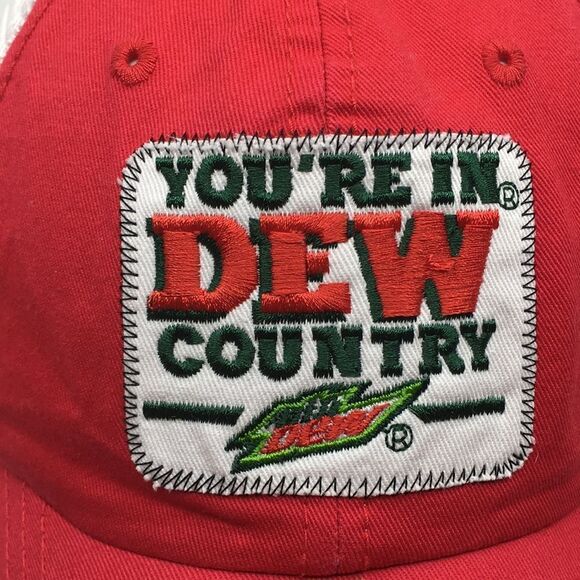 Mountain Dew “You’re in Dew Country” cotton blend and mesh red baseball cap - Picture 4 of 16